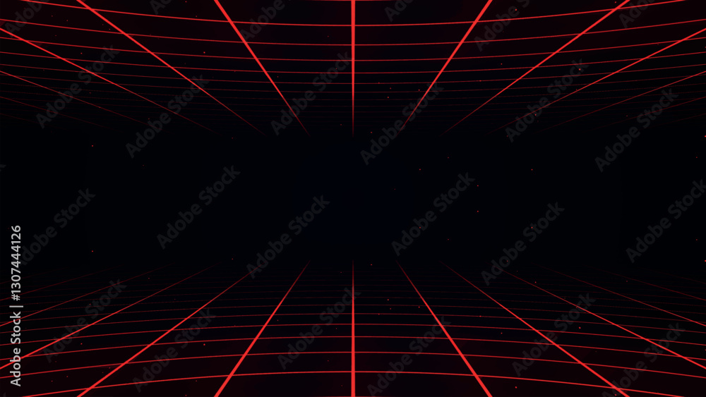 Poster retro perspective grid in infinity. abstract landscape grid lines, background image. digital wirefra