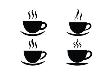 Minimalist Hot Coffee Cup Vector Set for Cafe and Beverage Designs