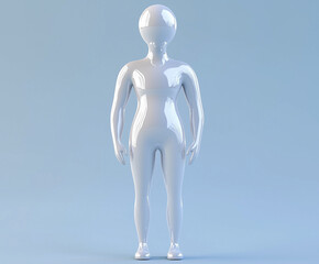 Obraz premium Stylized 3D Human Figure with a Glossy Reflective Surface, Isolated