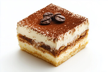 Tiramisu Dessert Isolated on a White Background