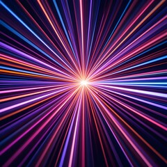 Fototapeta premium Abstract Burst: A vibrant display of colorful light rays emanates from a central point, creating a sense of energy, motion, and visual impact. Ai generated image