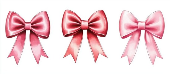 Colorful red and pink ribbons crafted into unique bows.
