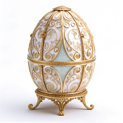 Ornate Fabergé Egg – Intricate Gold Filigree Design on a Luxurious Background