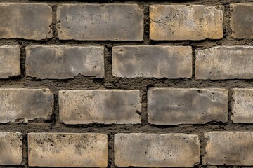 Seamless dirty cinder block weathered brick wall with visible mortar joints.