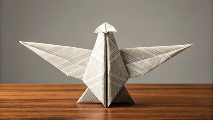 folded newspaper shaped like bird, symbolizing creativity and art