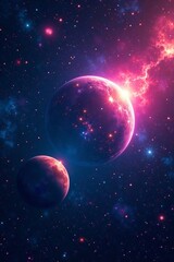 Fototapeta premium Vibrant galaxies and glowing planets in deep space, exploration, galaxy