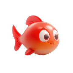 Naklejka premium Cute red cartoon fish toy isolated on white background 