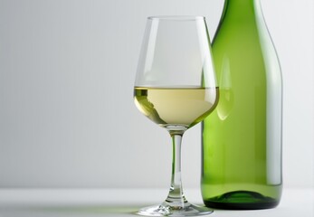 Fototapeta premium White Wine in Glass and Bottle