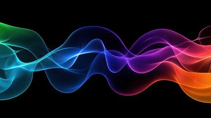 Wavy and colorful abstract lines of vibrant light patterns