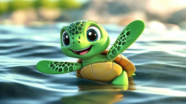 little cartoon turtle. Selective focus