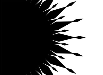 Black and white split background.  pattern of abstract rays. Abstract flower, sun. Design for modern graphics, prints, packaging and design. Business cards, flyer. Vector background