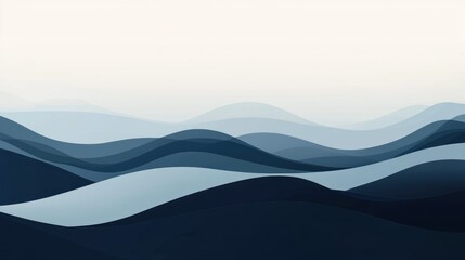 Abstract layers of blue and white illustrating a landscape scene