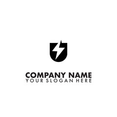 shield symbol with lightning bolt logo vector