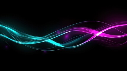 Fototapeta premium Vibrant flowing lines of teal and pink against black background