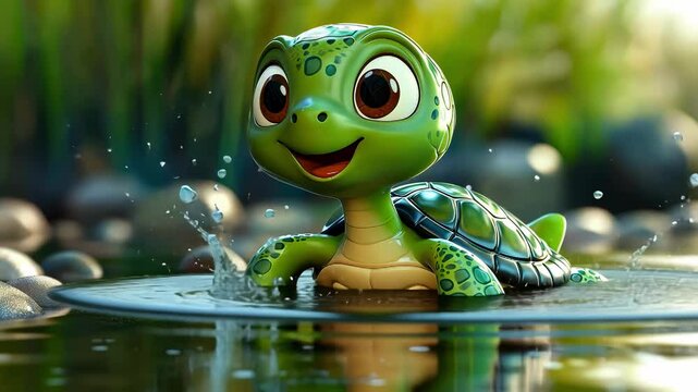 little cartoon turtle. Selective focus