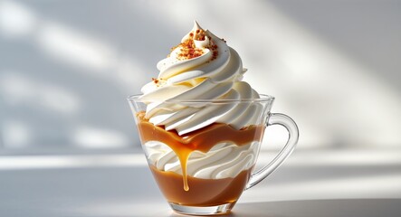 Caramel and Whipped Cream Dessert in a Cup.