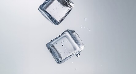 Refreshing Ice Cubes Falling in Slow Motion