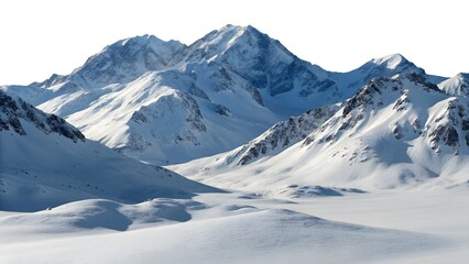 Fototapeta premium Snowy Mountain Landscape – Isolated Winter Peaks