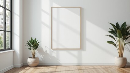 Empty Frame, Sunny Room, Plants, Interior