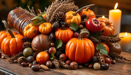 a table topped with lots of different types of pumpkins