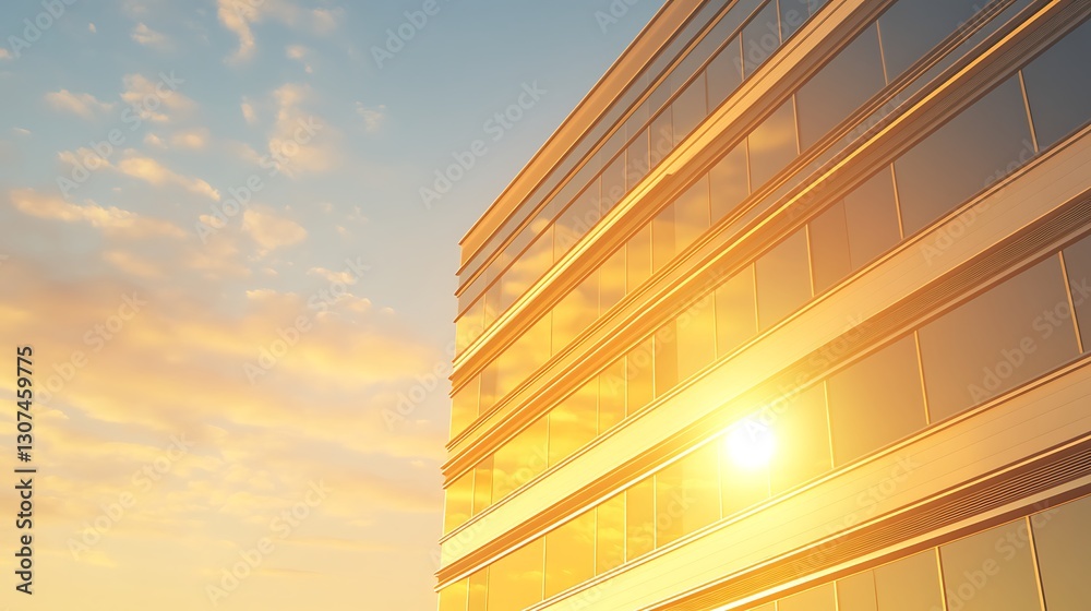 Poster architectural visualization of a business tower in a modern design aesthetic.