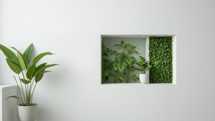 Fototapeta premium Modern Wall Niche with Greenery