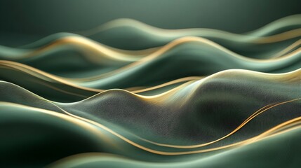 Abstract waves flow with golden highlights and a textured surface