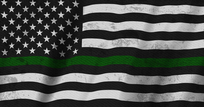 Thin Green Line US flag with stars and stripes background