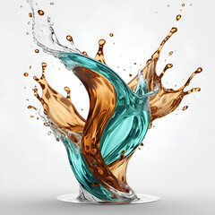 Beautiful tea, water and mint sprinkles isolated on white background.