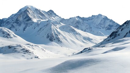 Fototapeta premium Snowy Mountain Landscape – Isolated Winter Peaks
