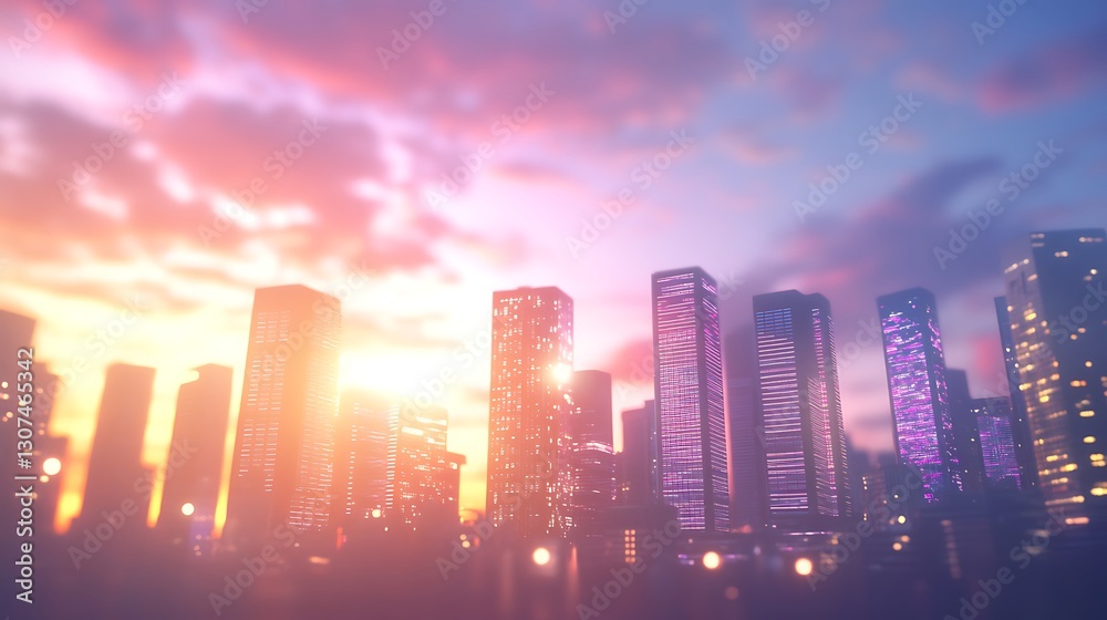 Poster futuristic business center exterior image showcasing modern architecture and design elements.