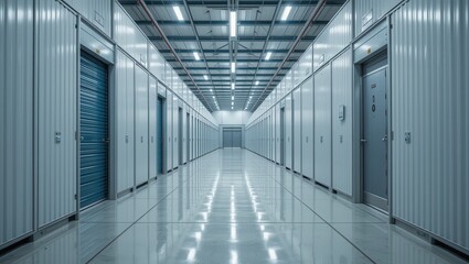 Storage Facility Interior - Clean, Modern Corridor
