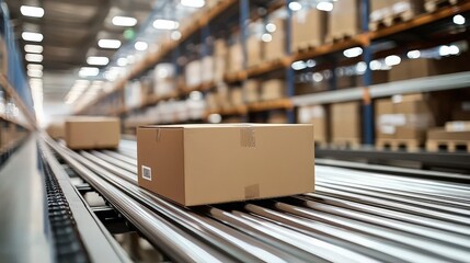 A fulfillment center showcasing organized cardboard box packages.