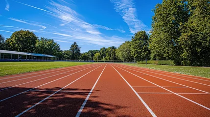 Gordijnen Dynamic setting for track and field events at high school sports facilities. © Pinit