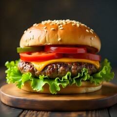 hamburger on a black background