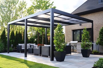 Elegant outdoor patio pergola designed for sunlight filtration.