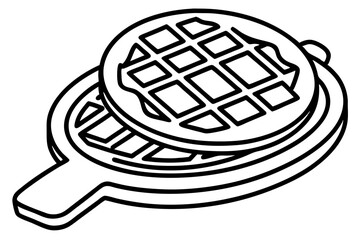 Abstract Line Art of Waffle Maker – Breakfast Appliance Vector

