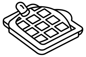 Abstract Line Art of Waffle Maker – Breakfast Appliance Vector

