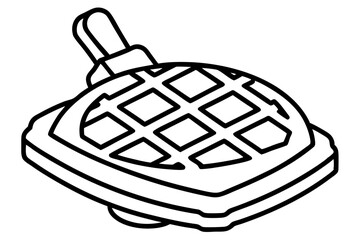 Abstract Line Art of Waffle Maker – Breakfast Appliance Vector

