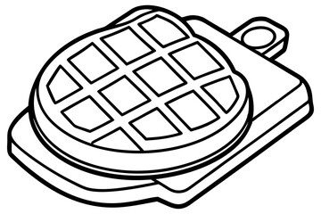 Abstract Line Art of Waffle Maker – Breakfast Appliance Vector

