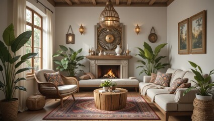 Cozy Living Room, Sunlight, Warm Colors