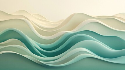 Fototapeta premium Abstract waves of layered fluid colors creating a soft landscape effect