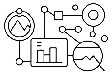 Abstract Outline Icons for Data, Analytics, and Digital Concepts

