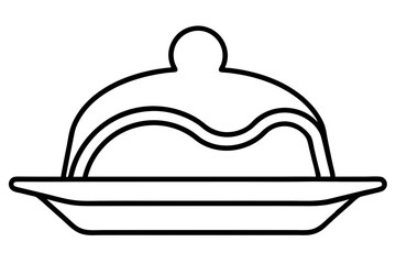 Abstract Outline of Butter Dish for Breakfast Illustrations

