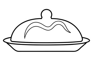 Abstract Outline of Butter Dish for Breakfast Illustrations

