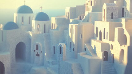 Obraz premium miniature 3d model of santorini – perfect for travel concepts and architectural presentations
