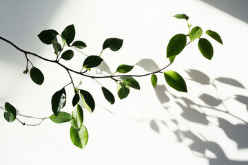 Obraz premium Subtle Natural Patterns, Leaves on a White Wall