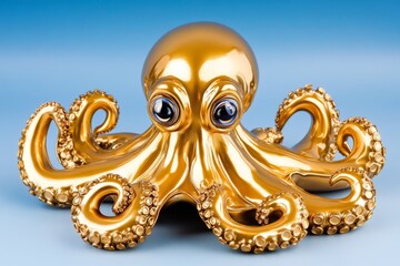 A legendary golden octopus with bioluminescent markings, rumored to guard an ancient underwater treasure
