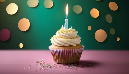a cupcake with one candle on top a celebration of life and joy