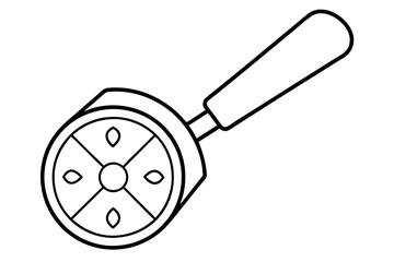 Pizza Cutter Line Art – Minimalist Kitchen Tool Vector

